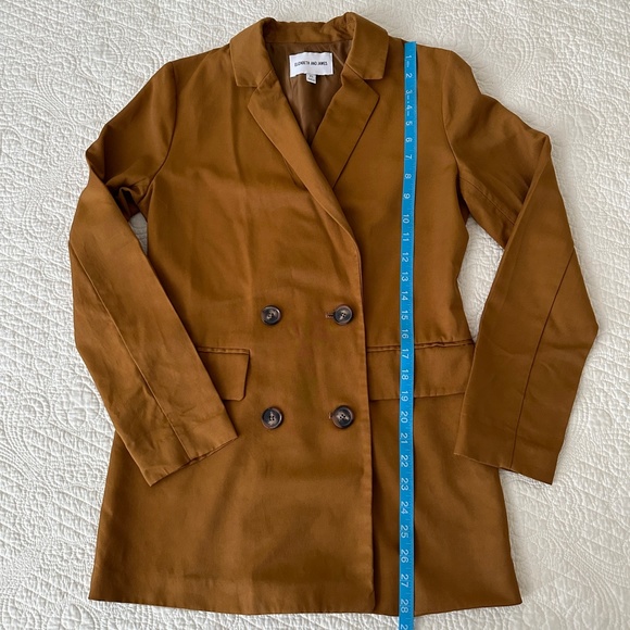 Elizabeth & James Dark Gold Mustard Oversized Double Breasted Blazer XS - Picture 6 of 10